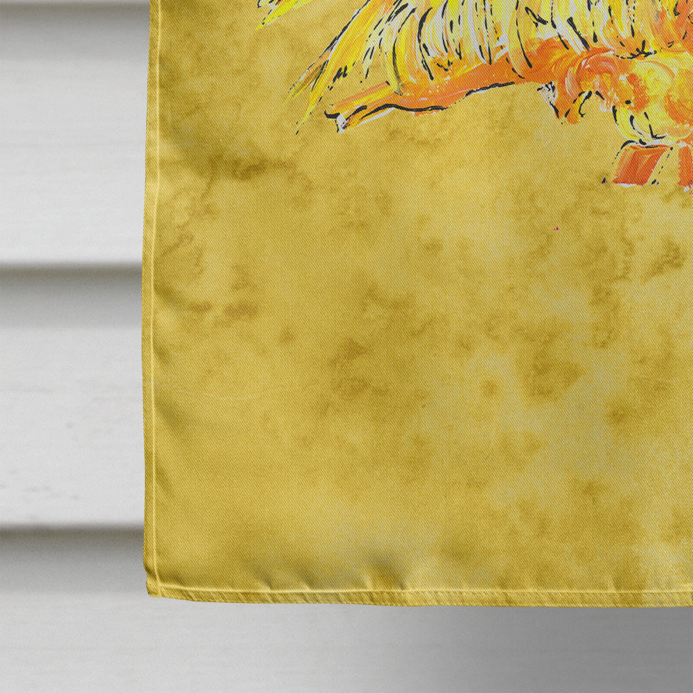 Flamingo on Yellow House Flag 28x40 Porch Sleeve Pole Decorative Outside Yard Banner Artwork Wall Hanging, Polyester
