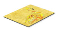 Flamingo on Yellow Mouse Pad, Heat Resistant Trivet Hot Pad , Non Slip Rubber Desk Mat, Kitchen Counter Protector, Home Office Decor Gift
