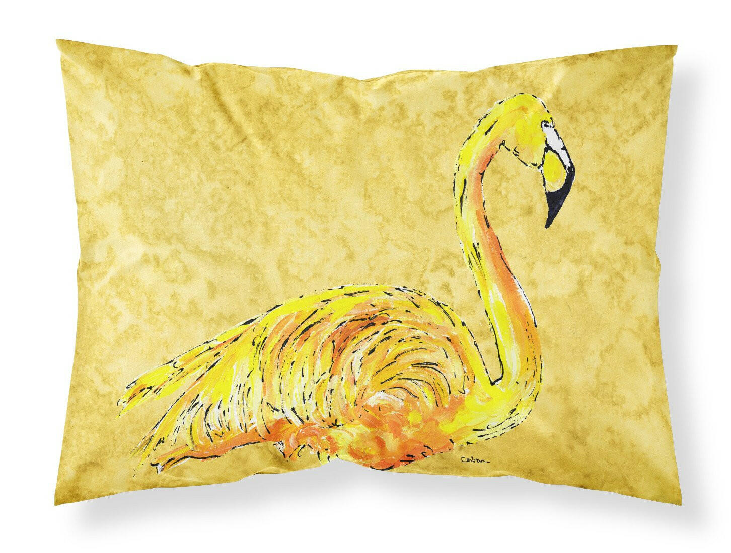 Flamingo on Yellow Standard Pillowcase Lightweight Super Soft Easy Care Decorative Artwork Pillowcase, Standard