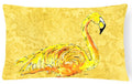 Flamingo on Yellow Decorative Throw Pillow 12x16 Indoor Outdoor Accent Cushion, Fabric Cover with Insert for Sofa, Bed, Porch & Living Room