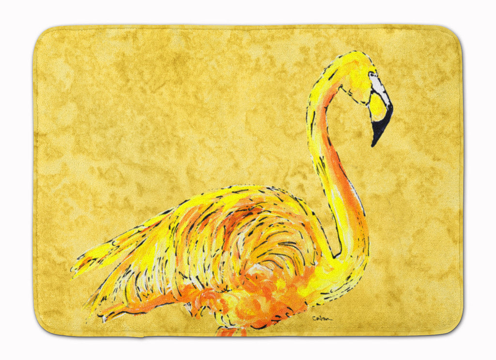 Flamingo on Yellow Memory Foam Kitchen Mat Machine Washable Anti-Fatigue Cushion Comfort Bath or Kitchen Rug