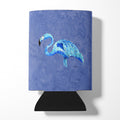 Flamingo On Slate Blue Can or Bottle Hugger Cooler Sleeve for Standard 12 oz Cans, Insulated Foam Beer & Soda Can Hugger Reusable