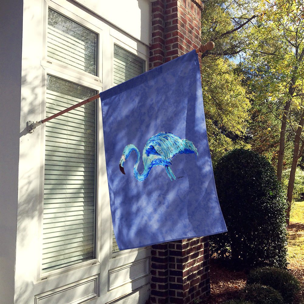 Flamingo On Slate Blue House Flag 28x40 Porch Sleeve Pole Decorative Outside Yard Banner Artwork Wall Hanging, Polyester