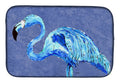 Flamingo On Slate Blue Dish Drying Mat Absorbent Dish Drying Mat Pad for Kitchen Counter Dish Drainer Mat for Countertop, 14 x 21", Multicolor