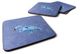 Flamingo On Slate Blue Foam Coasters Set of 4 Cup Coasters for Indoor Outdoor, Tabletop Protection, Anti Slip, Mouse pad Material