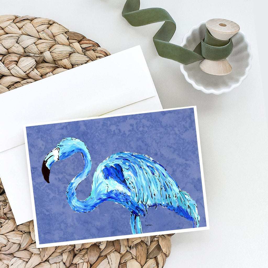 Flamingo On Slate Blue Greeting Cards Pack of 8 Blank Cards with Envelopes Whimsical A7 Size 5x7