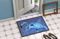 Flamingo On Slate Blue Doormat Indoor Outdoor 24H X 36W Front Door Mat Rugs for Entryway, Non Slip Washable Low Pile,