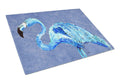 Flamingo On Slate Blue Cutting Board Tempered Glass Kitchen Cutting Surface, Heat Resistant Chopping, Non-Slip Feet, Food Prep & Serving