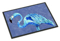 Flamingo On Slate Blue Doormat Indoor Outdoor 18H X 27W Front Door Mat Rugs for Entryway, Non Slip Washable