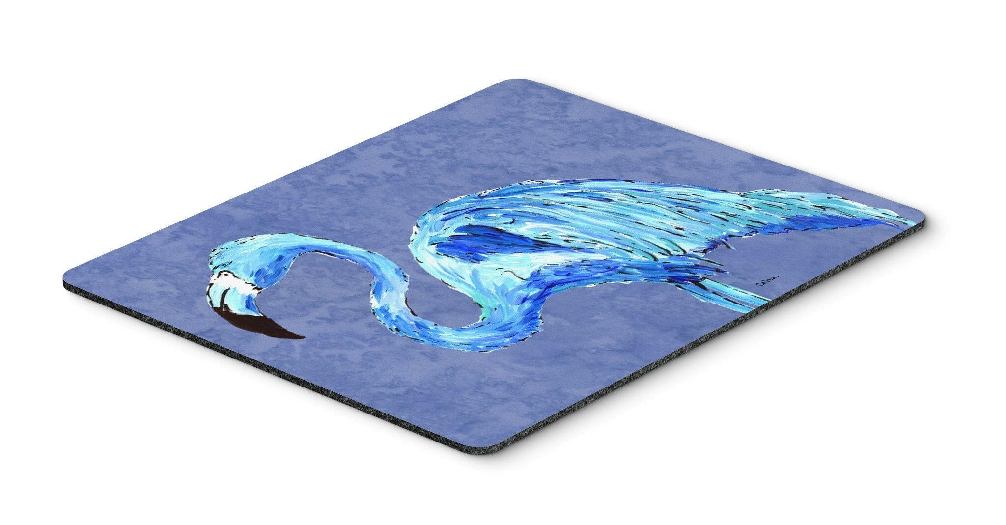 Flamingo On Slate Blue Mouse Pad, Heat Resistant Trivet Hot Pad , Non Slip Rubber Desk Mat, Kitchen Counter Protector, Home Office Decor Gift