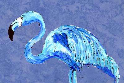 Flamingo On Slate Blue Fabric Placemat Washable Placemat Dinner Table Decor No Ironing Linen Look