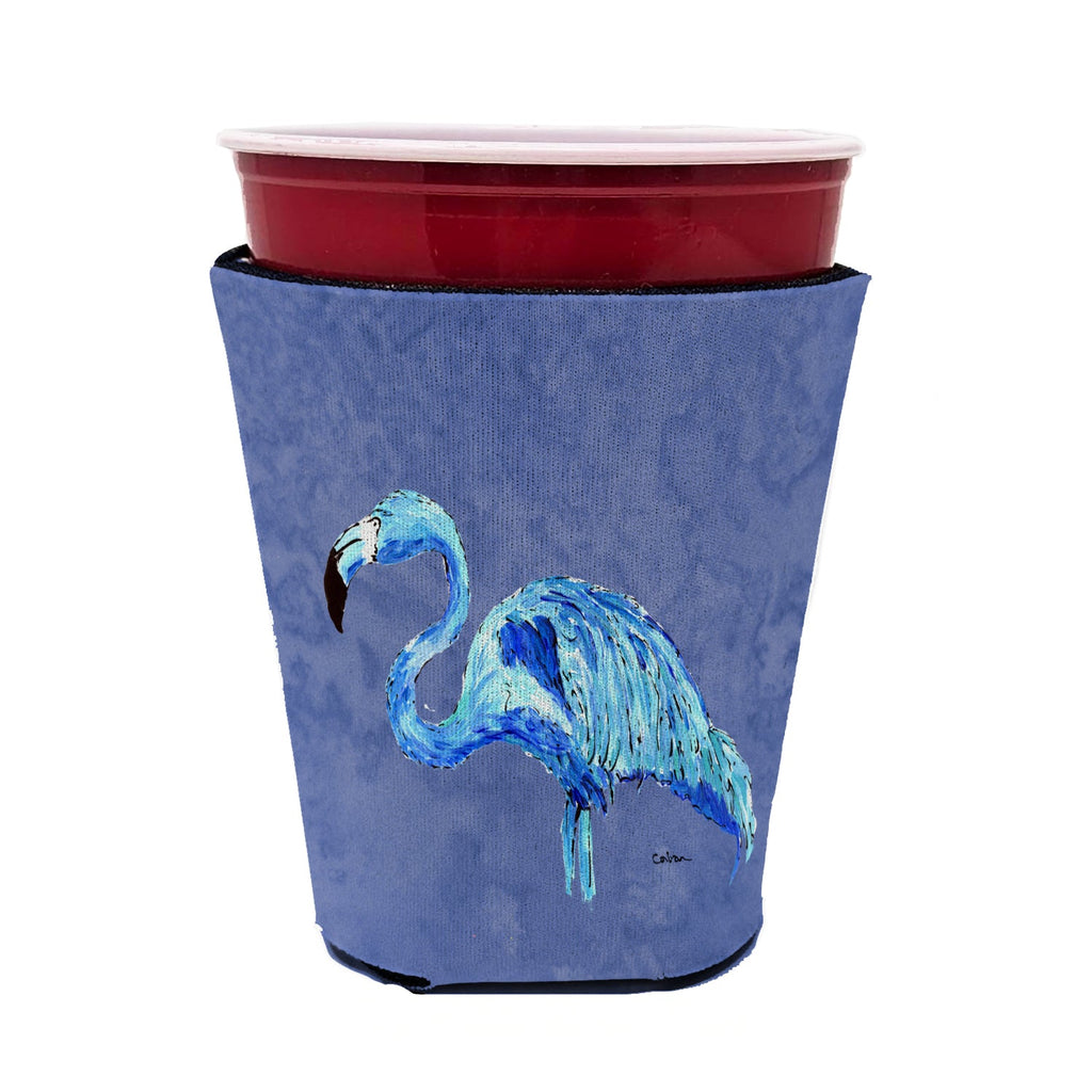 Flamingo On Slate Blue Red Cup Hugger Sleeve for 16–22 oz Party Cups, Insulated Foam Drink Holder for Iced Coffee, Tailgate & BBQ Reusable