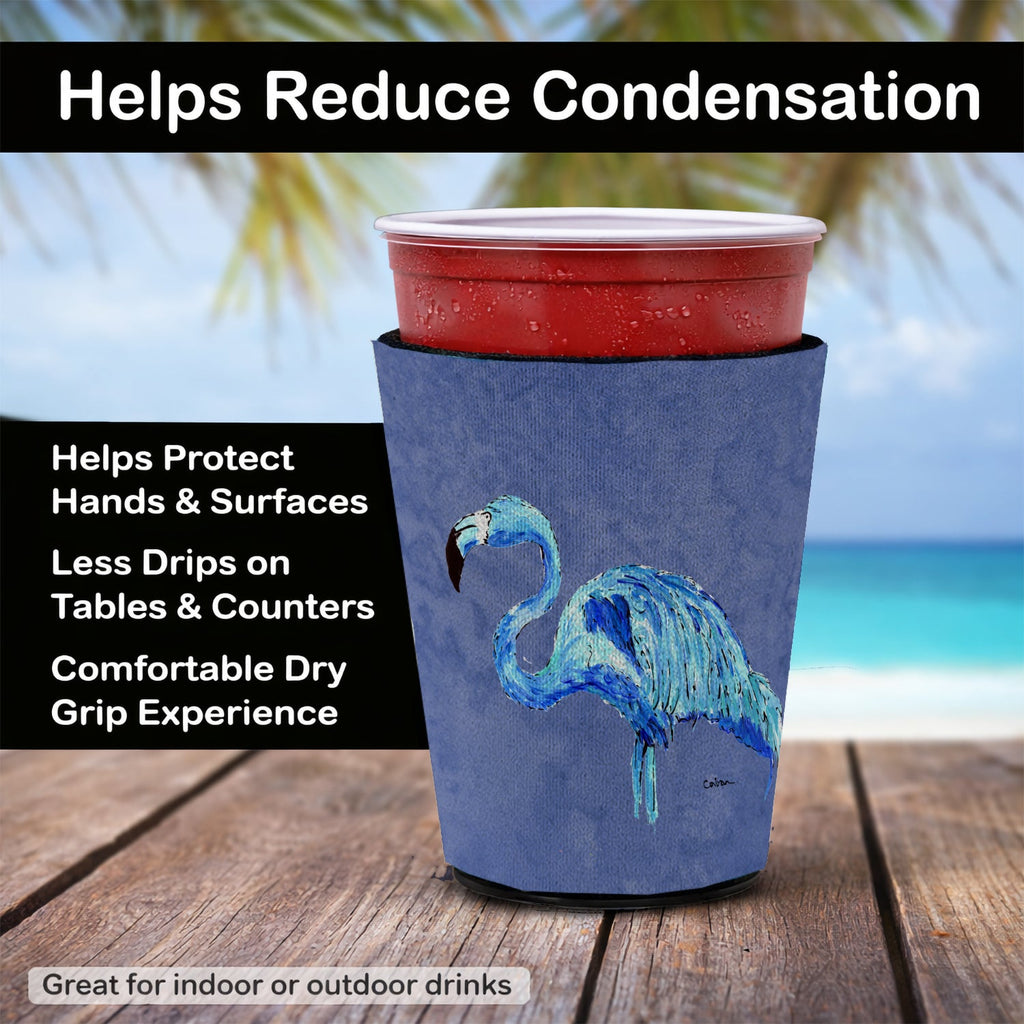 Flamingo On Slate Blue Red Cup Hugger Sleeve for 16–22 oz Party Cups, Insulated Foam Drink Holder for Iced Coffee, Tailgate & BBQ Reusable