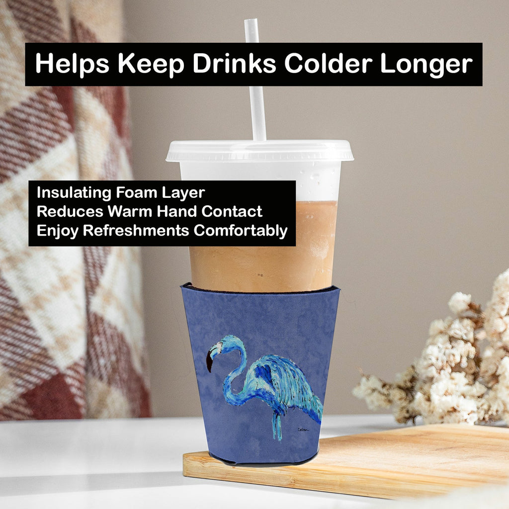 Flamingo On Slate Blue Red Cup Hugger Sleeve for 16–22 oz Party Cups, Insulated Foam Drink Holder for Iced Coffee, Tailgate & BBQ Reusable