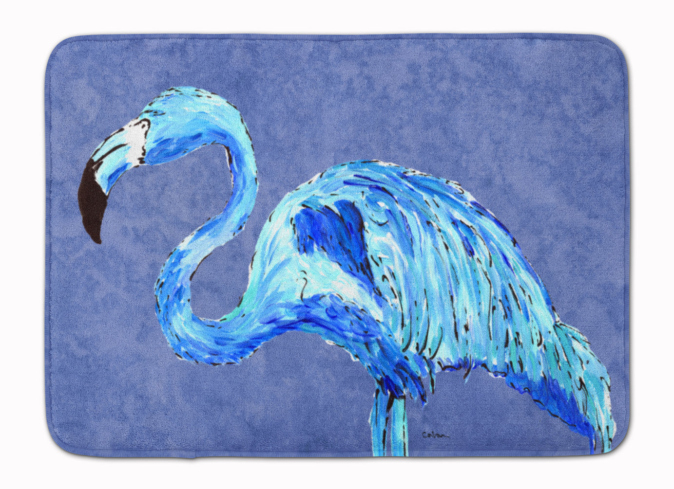 Flamingo On Slate Blue Memory Foam Kitchen Mat Machine Washable Anti-Fatigue Cushion Comfort Bath or Kitchen Rug