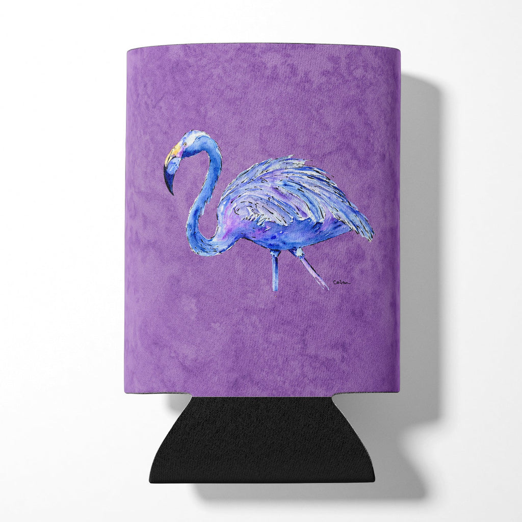 Flamingo on Purple Can or Bottle Hugger Cooler Sleeve for Standard 12 oz Cans, Insulated Foam Beer & Soda Can Hugger Reusable
