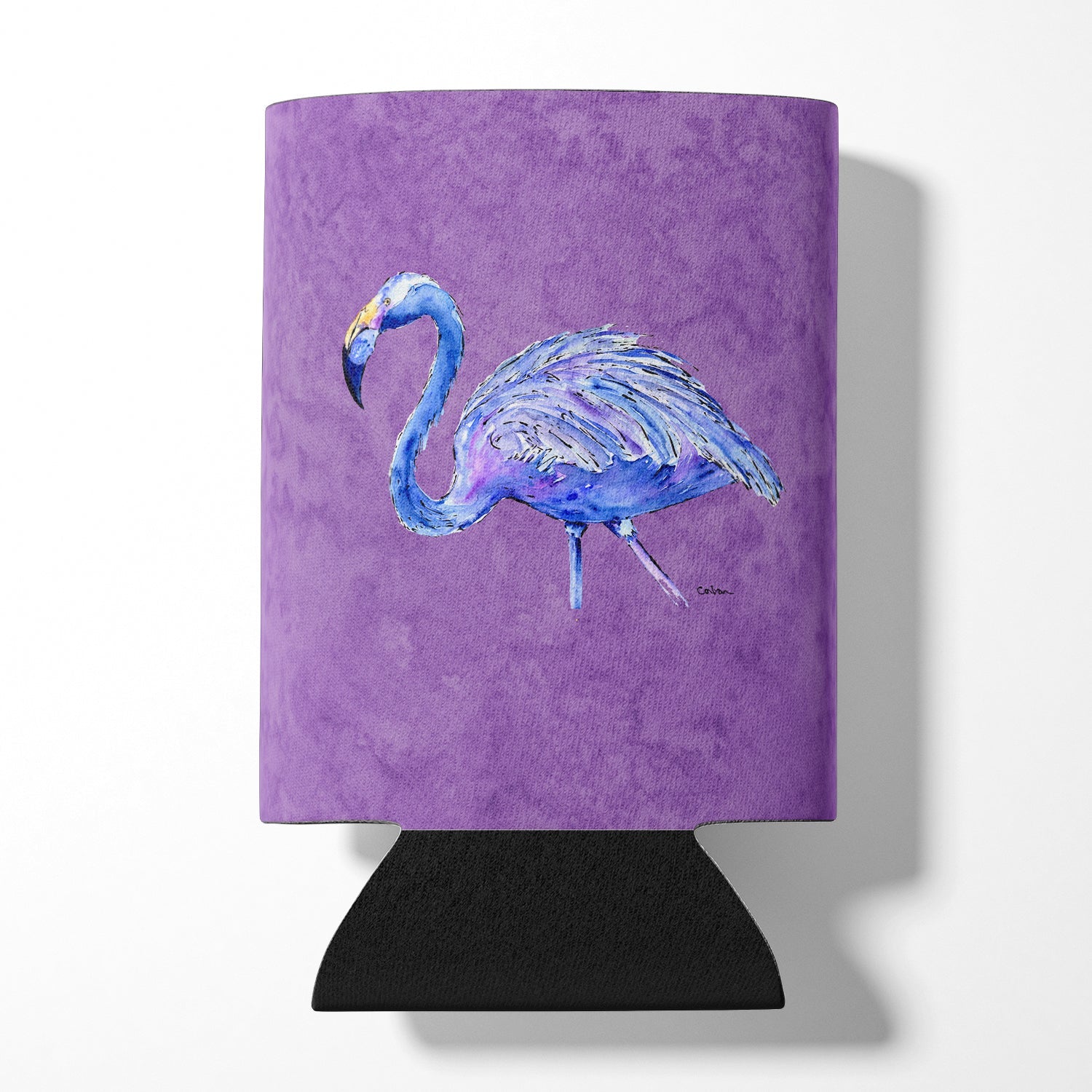 Flamingo on Purple Can or Bottle Hugger Cooler Sleeve for Standard 12 oz Cans, Insulated Foam Beer & Soda Can Hugger Reusable