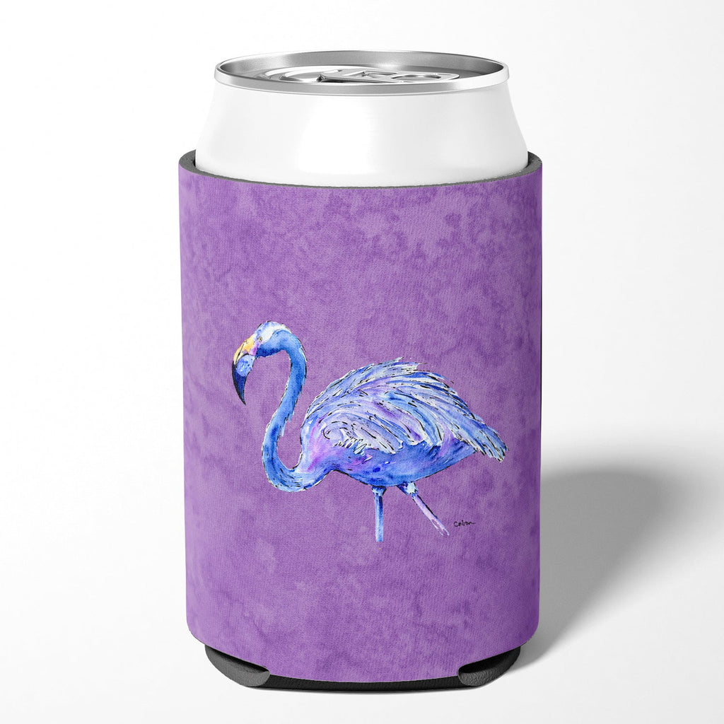 Flamingo on Purple Can or Bottle Hugger Cooler Sleeve for Standard 12 oz Cans, Insulated Foam Beer & Soda Can Hugger Reusable