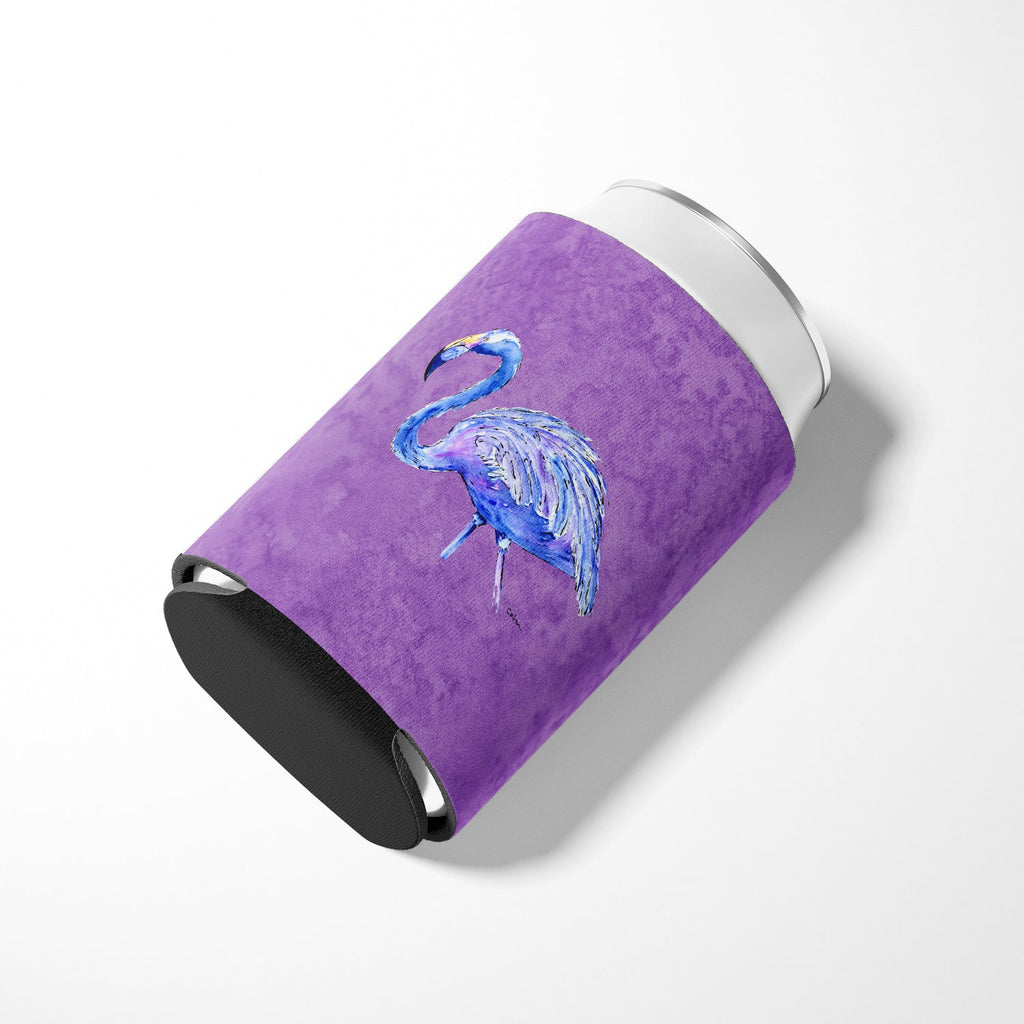 Flamingo on Purple Can or Bottle Hugger Cooler Sleeve for Standard 12 oz Cans, Insulated Foam Beer & Soda Can Hugger Reusable