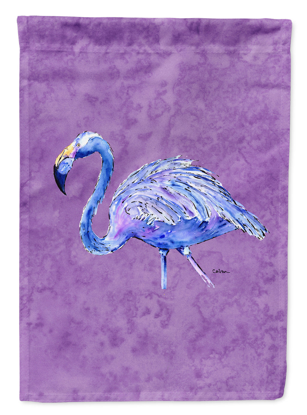 Flamingo on Purple House Flag 28x40 Porch Sleeve Pole Decorative Outside Yard Banner Artwork Wall Hanging, Polyester