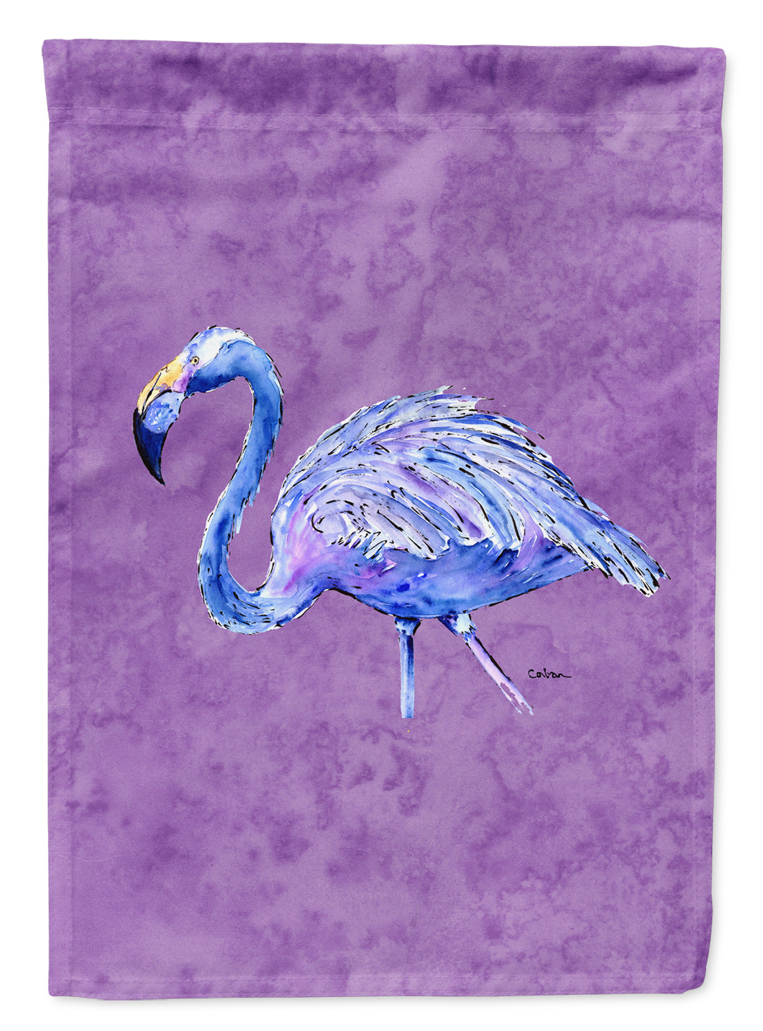 Flamingo on Purple House Flag 28x40 Porch Sleeve Pole Decorative Outside Yard Banner Artwork Wall Hanging, Polyester