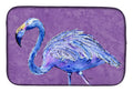 Flamingo on Purple Dish Drying Mat Absorbent Dish Drying Mat Pad for Kitchen Counter Dish Drainer Mat for Countertop, 14 x 21", Multicolor