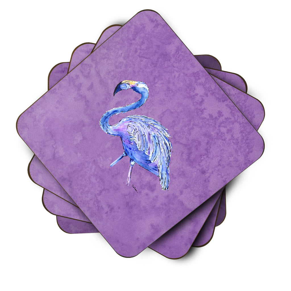 Flamingo on Purple Foam Coasters Set of 4 Cup Coasters for Indoor Outdoor, Tabletop Protection, Anti Slip, Mouse pad Material