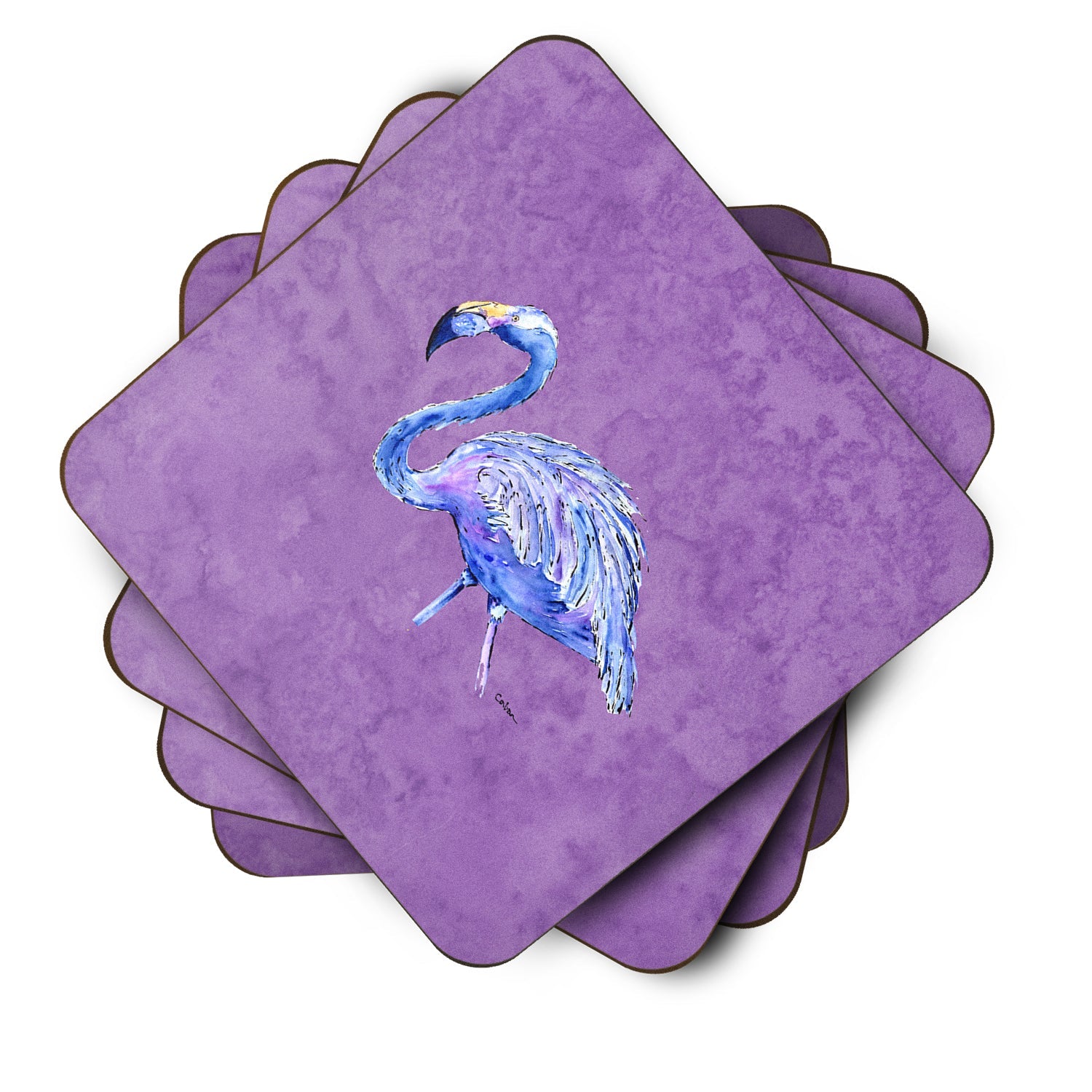 Flamingo on Purple Foam Coasters Set of 4 Cup Coasters for Indoor Outdoor, Tabletop Protection, Anti Slip, Mouse pad Material