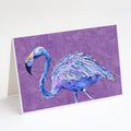 Flamingo on Purple Greeting Cards Pack of 8 Blank Cards with Envelopes Whimsical A7 Size 5x7