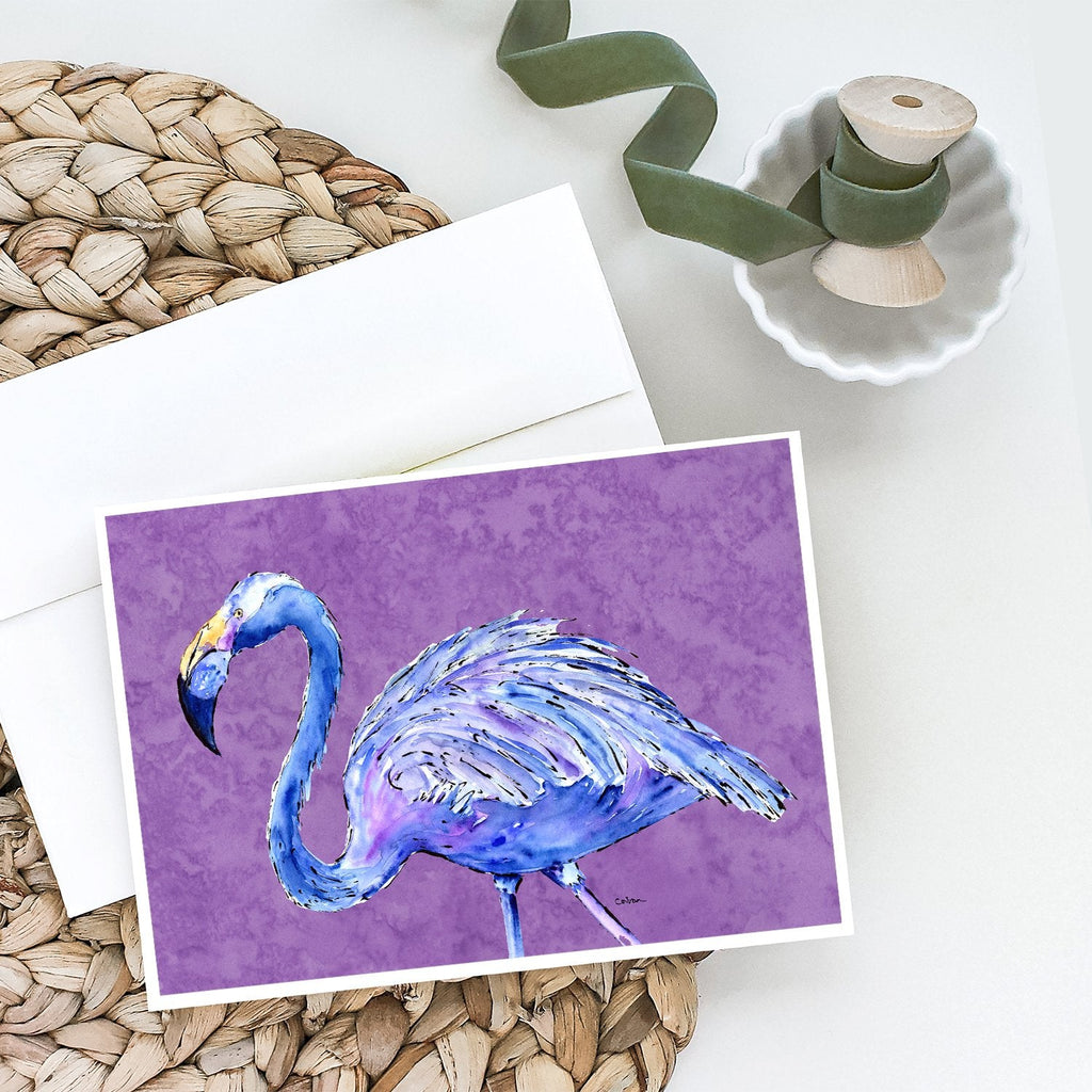 Flamingo on Purple Greeting Cards Pack of 8 Blank Cards with Envelopes Whimsical A7 Size 5x7