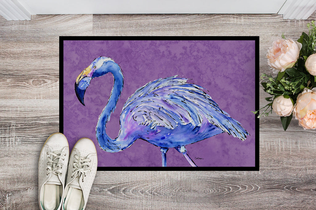 Flamingo on Purple Doormat Indoor Outdoor 24H X 36W Front Door Mat Rugs for Entryway, Non Slip Washable Low Pile,