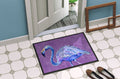 Flamingo on Purple Doormat Indoor Outdoor 24H X 36W Front Door Mat Rugs for Entryway, Non Slip Washable Low Pile,