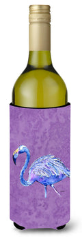 Flamingo on Purple Wine Bottle Hugger Gift Sleeve for Standard 750 ml Bottles, Insulated Reusable Also Fits Mini Shot & Pint Bottles
