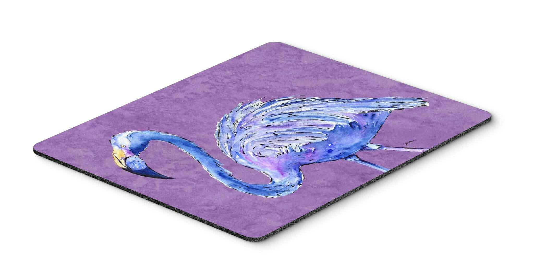 Flamingo on Purple Mouse Pad, Heat Resistant Trivet Hot Pad , Non Slip Rubber Desk Mat, Kitchen Counter Protector, Home Office Decor Gift