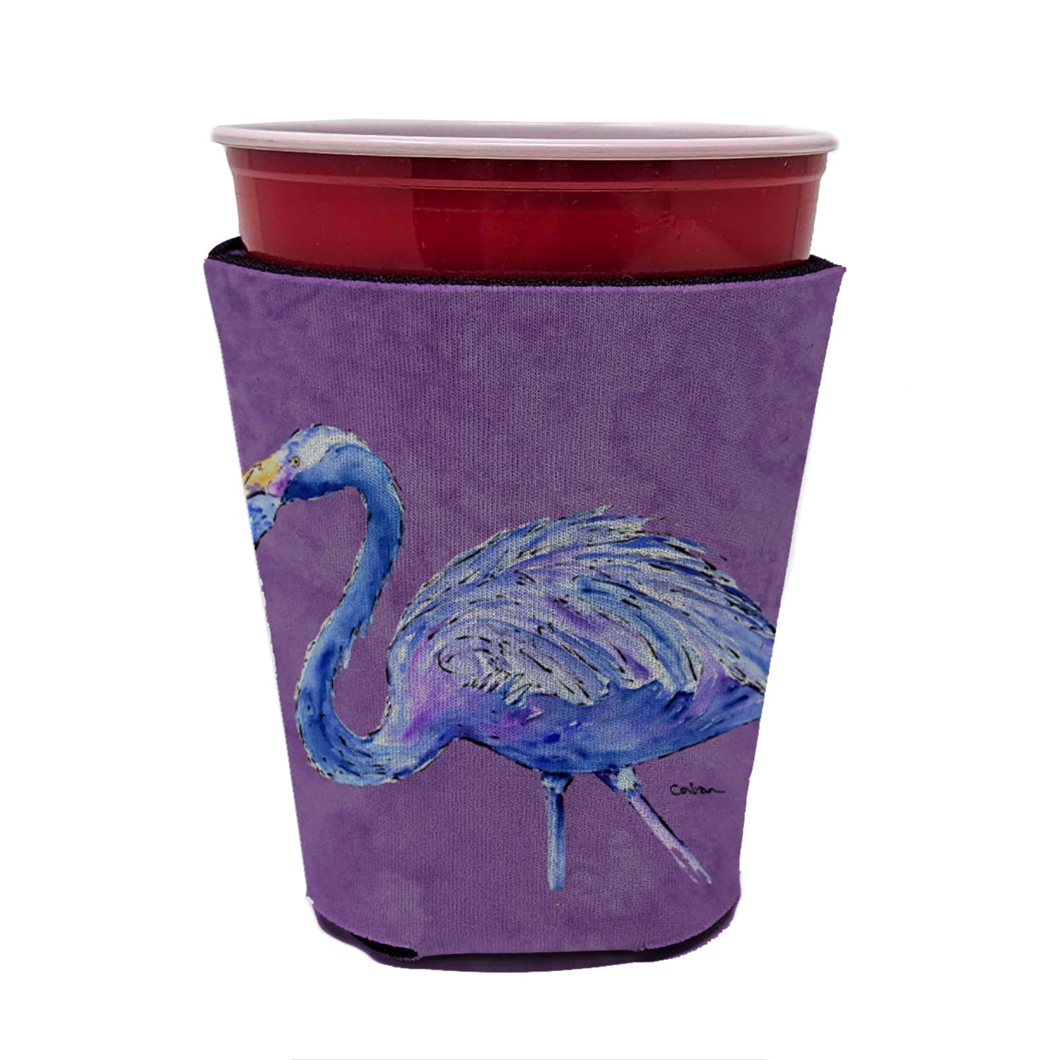 Flamingo on Purple Red Cup Hugger Sleeve for 16–22 oz Party Cups, Insulated Foam Drink Holder for Iced Coffee, Tailgate & BBQ Reusable