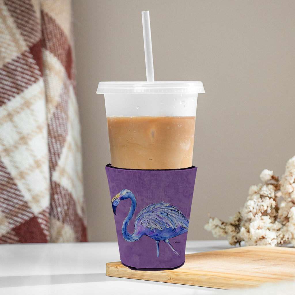Flamingo on Purple Red Cup Hugger Sleeve for 16–22 oz Party Cups, Insulated Foam Drink Holder for Iced Coffee, Tailgate & BBQ Reusable