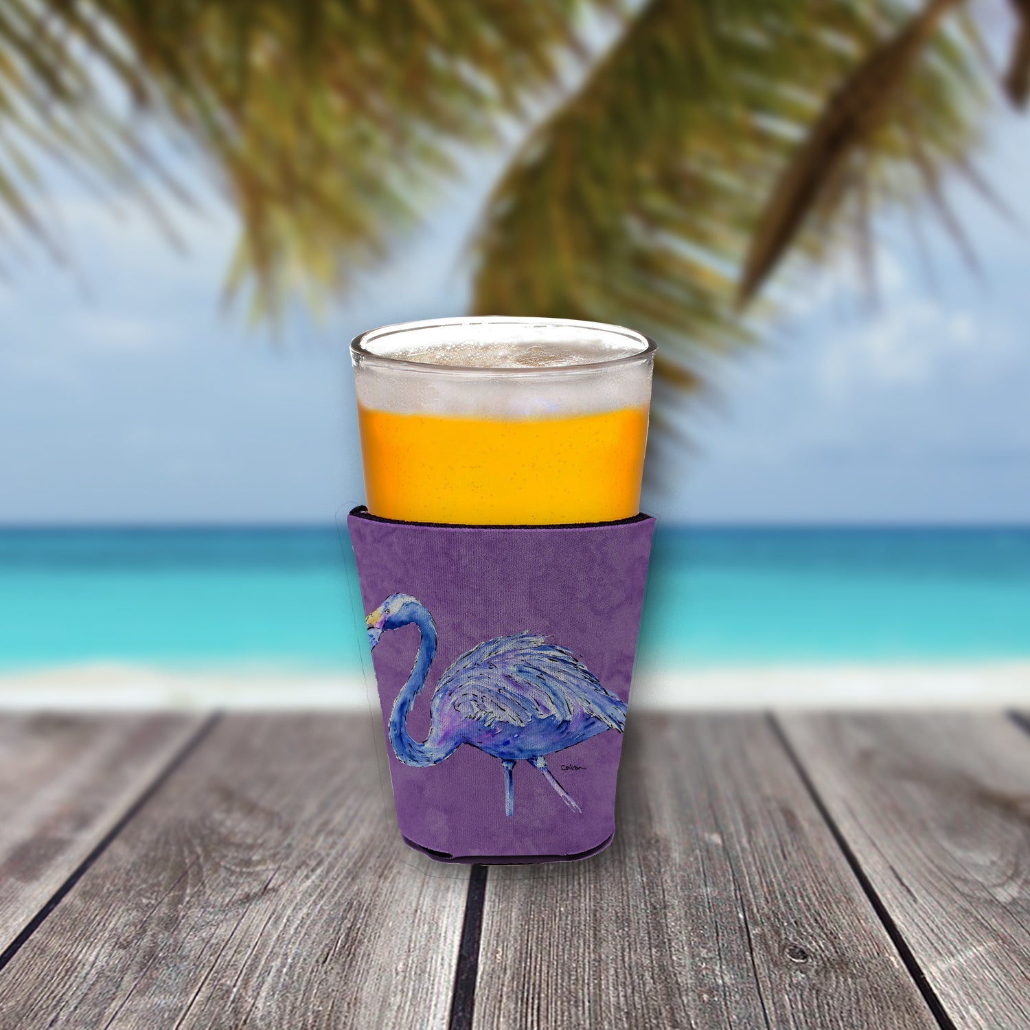 Flamingo on Purple Red Cup Hugger Sleeve for 16–22 oz Party Cups, Insulated Foam Drink Holder for Iced Coffee, Tailgate & BBQ Reusable