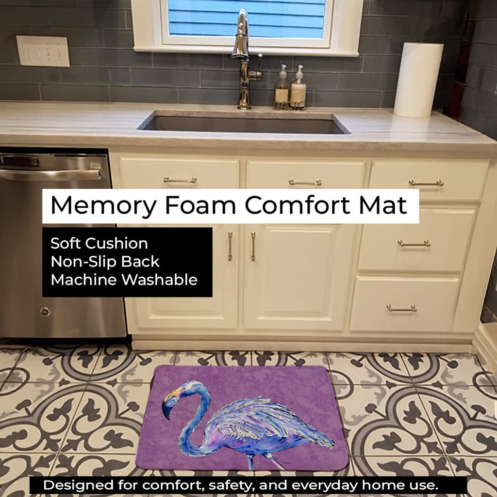 Flamingo on Purple Memory Foam Kitchen Mat Machine Washable Anti-Fatigue Cushion Comfort Bath or Kitchen Rug