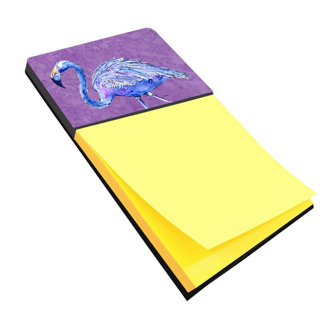 Flamingo on Purple Watercolor Sticky Note Holder Refillable Dispenser Desk Accessory 3x3 Pad Gift