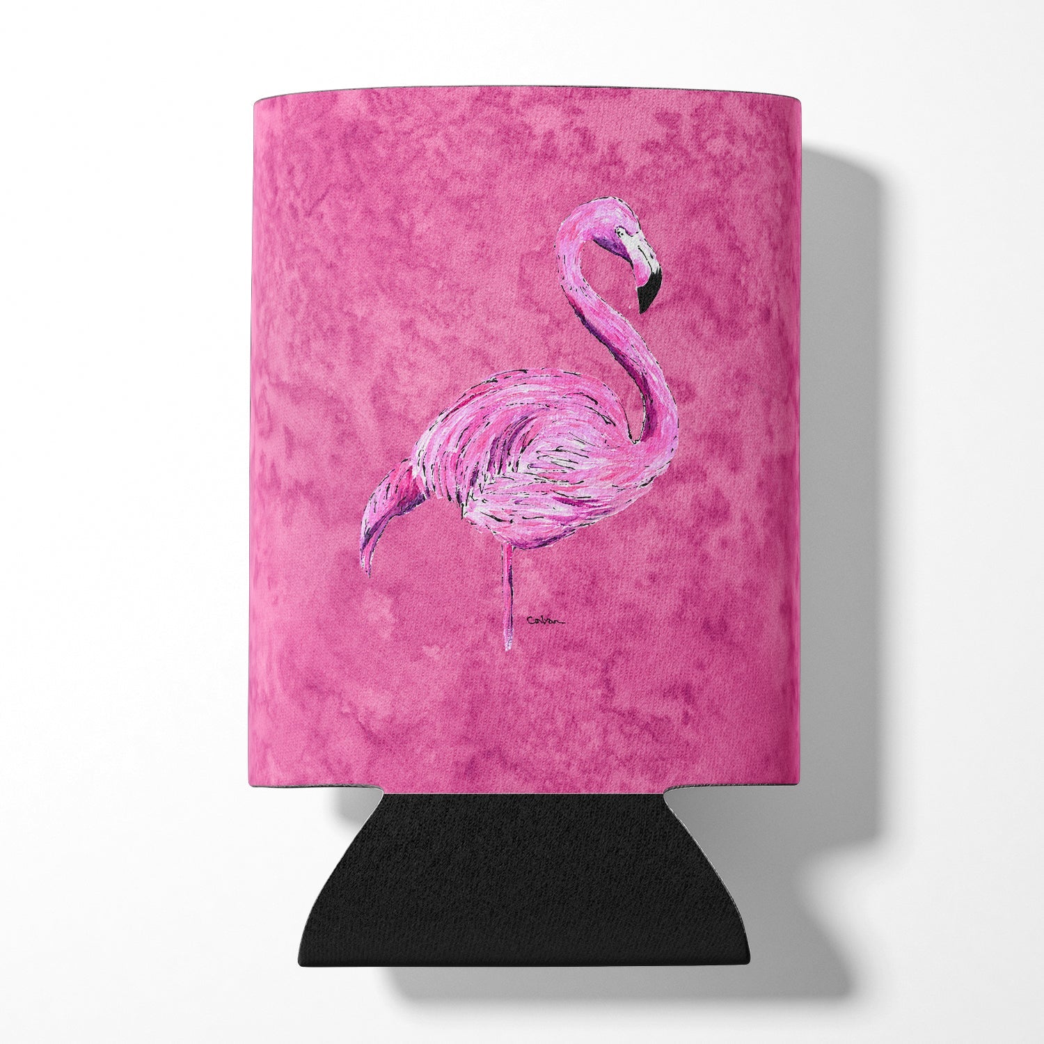 Flamingo on Pink Can or Bottle Hugger Cooler Sleeve for Standard 12 oz Cans, Insulated Foam Beer & Soda Can Hugger Reusable