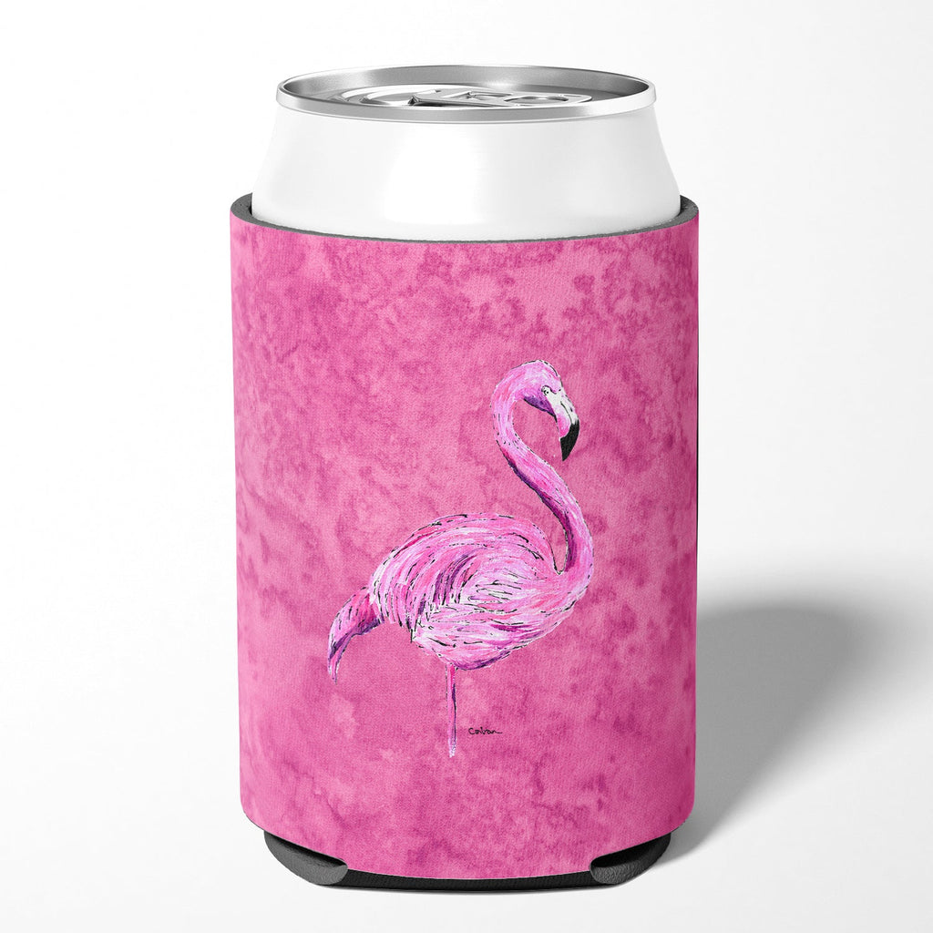 Flamingo on Pink Can or Bottle Hugger Cooler Sleeve for Standard 12 oz Cans, Insulated Foam Beer & Soda Can Hugger Reusable