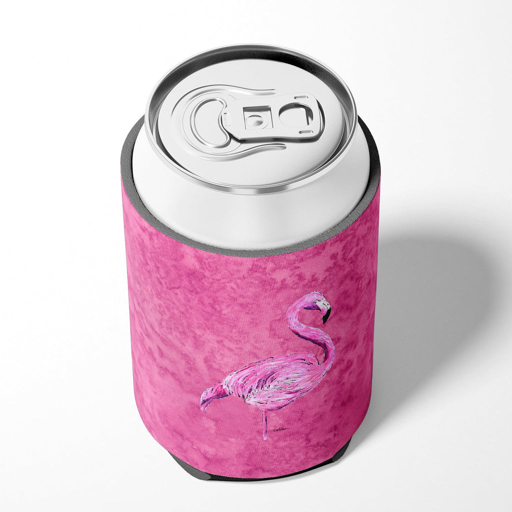 Flamingo on Pink Can or Bottle Hugger Cooler Sleeve for Standard 12 oz Cans, Insulated Foam Beer & Soda Can Hugger Reusable
