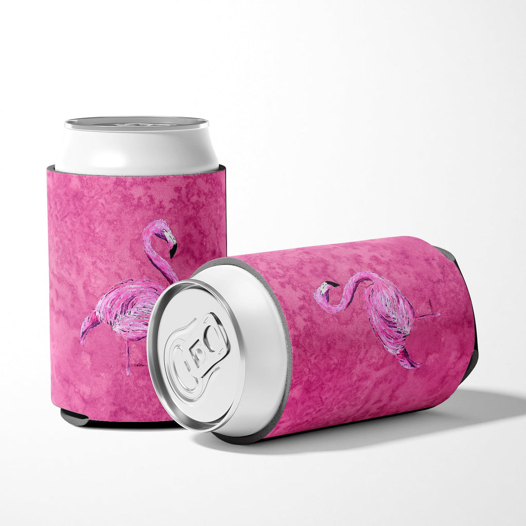 Flamingo on Pink Can or Bottle Hugger Cooler Sleeve for Standard 12 oz Cans, Insulated Foam Beer & Soda Can Hugger Reusable