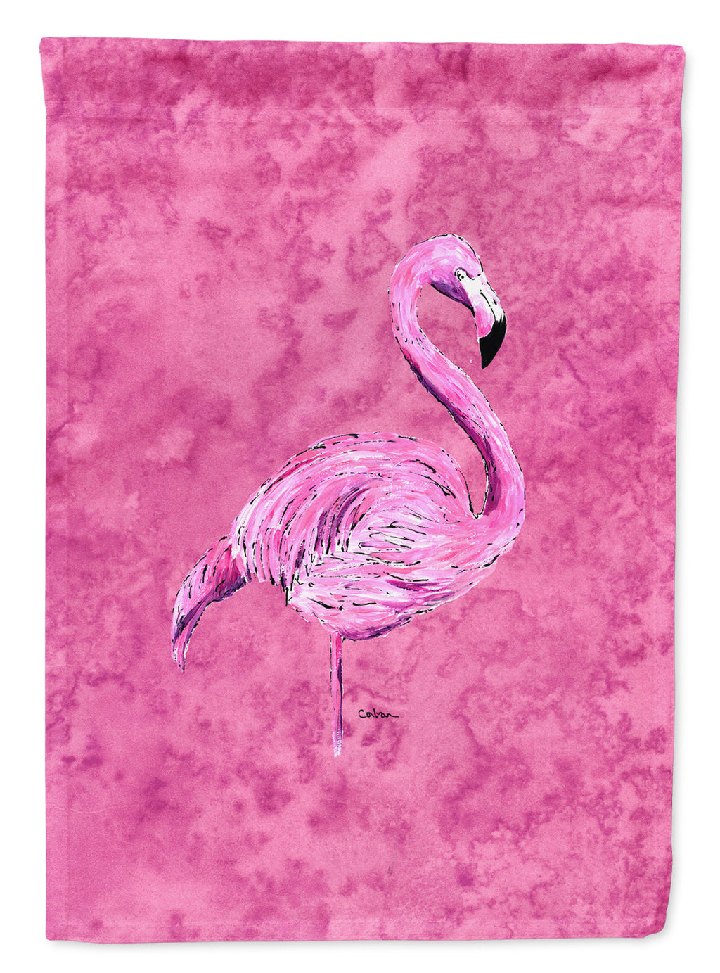 Flamingo on Pink House Flag 28x40 Porch Sleeve Pole Decorative Outside Yard Banner Artwork Wall Hanging, Polyester