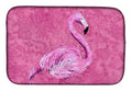 Flamingo on Pink Dish Drying Mat Absorbent Dish Drying Mat Pad for Kitchen Counter Dish Drainer Mat for Countertop, 14 x 21", Multicolor
