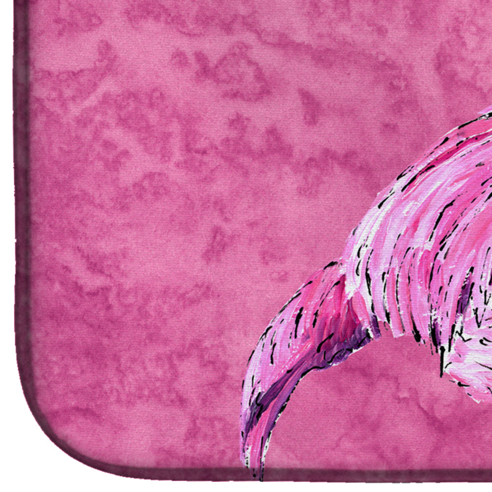 Flamingo on Pink Dish Drying Mat Absorbent Dish Drying Mat Pad for Kitchen Counter Dish Drainer Mat for Countertop, 14 x 21", Multicolor