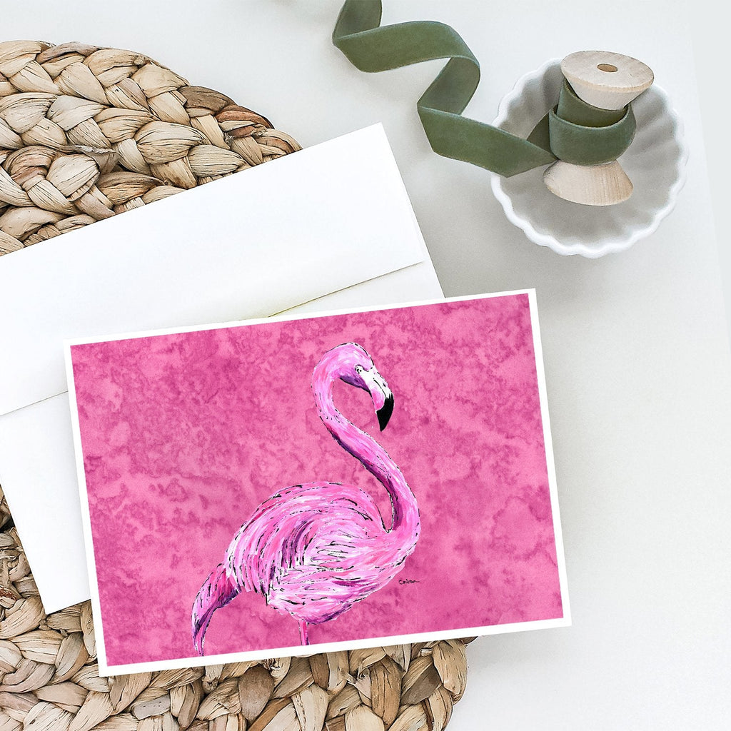 Flamingo on Pink Greeting Cards Pack of 8 Blank Cards with Envelopes Whimsical A7 Size 5x7