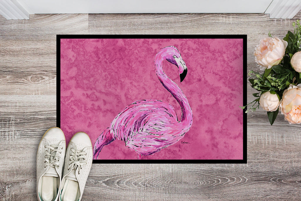 Flamingo on Pink Doormat Indoor Outdoor 24H X 36W Front Door Mat Rugs for Entryway, Non Slip Washable Low Pile,