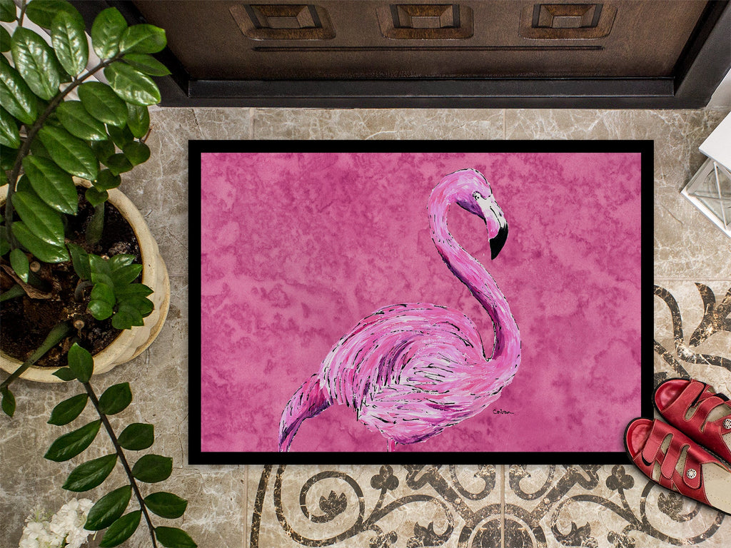 Flamingo on Pink Doormat Indoor Outdoor 24H X 36W Front Door Mat Rugs for Entryway, Non Slip Washable Low Pile,