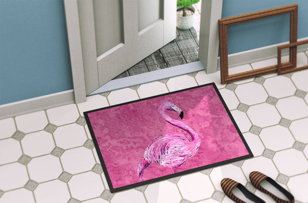 Flamingo on Pink Doormat Indoor Outdoor 24H X 36W Front Door Mat Rugs for Entryway, Non Slip Washable Low Pile,